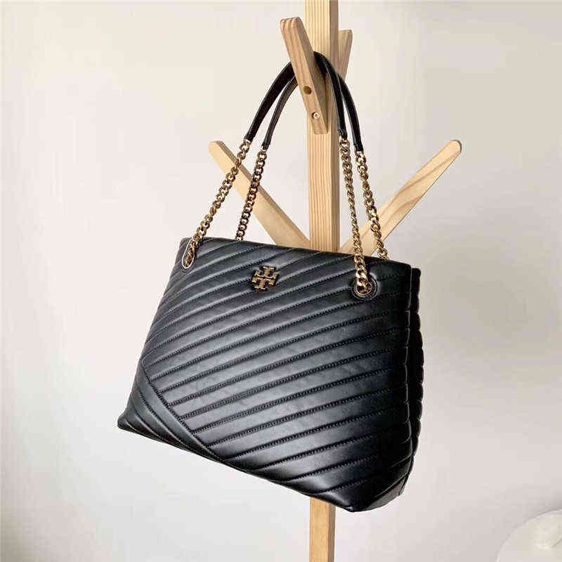 

Designer Burchs Handbags Torys Classic Tote Kira Sheepskin Car Line Lingge Chain Womens 926 Large Messenger Portable Shopping, Black