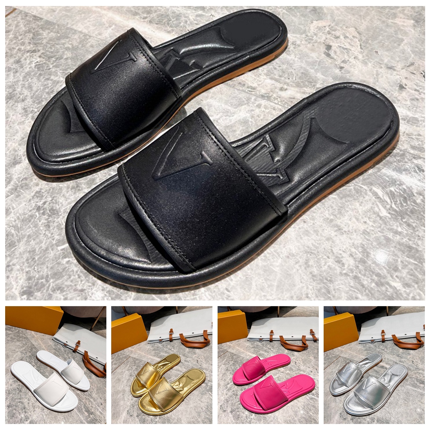 

2022 Designer Sandal Luxury Slipper Brand Slide L Flip Flops Women Shoes Sneaker Trainer Boot Run Shoe by shoebrand 05, #25 box