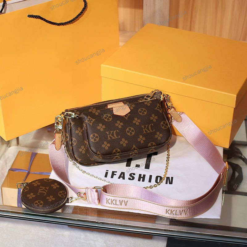 

3pcs set Leather Women Classic Pochette Felicie Bag Luxury designer Shoulder handbag Clutch Tote Messenger Purse louiseity VUTTONS Crossbody viutonity Bag, Logo