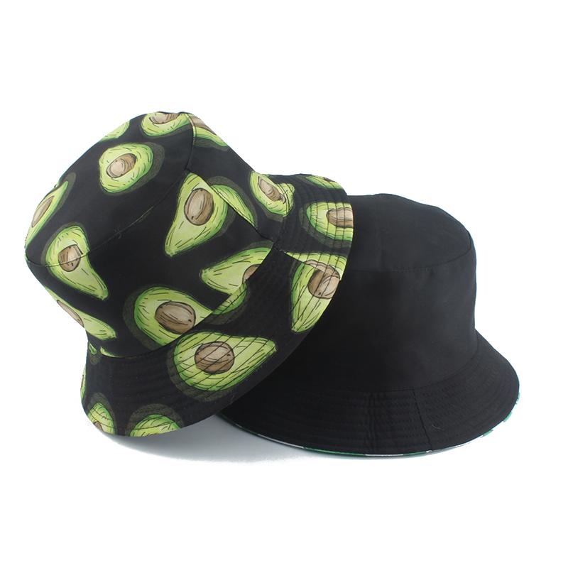 

Berets Panama Bucket Hat Fruit Avocado Printed Beach Sun Hats For Women Men Summer Hiking Fishing Sports Female CapBerets, Black