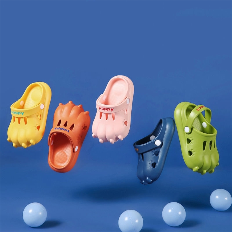 

Funny Cat Paw Children Sandals Summer Breathable NonSlip Kids Clogs Solid Platforms Hollow Out Outdoor Beach Shoes 220616, Yellow