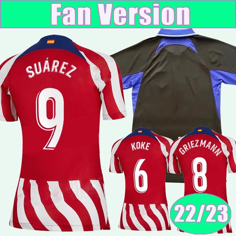 

22 23 KOKE JOAO FELIX Mens Soccer Jerseys GRIEZMANN H.HERRERA SUAREZ Home Away Football Shirts short sleeve Uniforms, Qm9251 22 23 home no patch