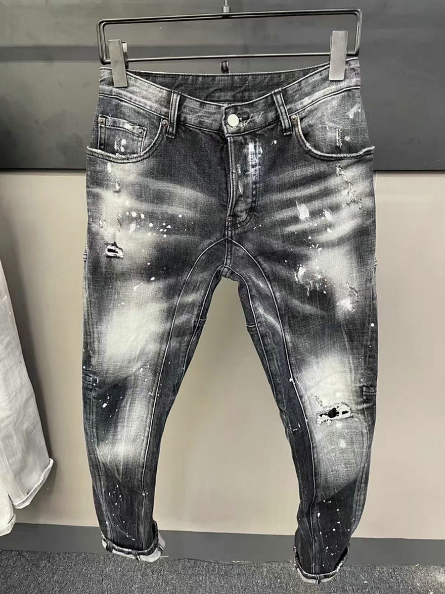 High Quality Mens Designer Luxurys Jeans Black White a Pair Sold Distressed Business Casual Street Wear Man Trousers Slim-leg Fit Ripped Hole Str
