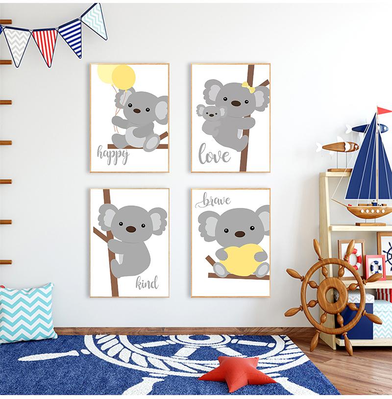 

Paintings Woodland Animal Wall Art Canvas Painting Baby Koala Nursery Poster Print Nordic Kids Decoration Picture Children Bedroom Decor