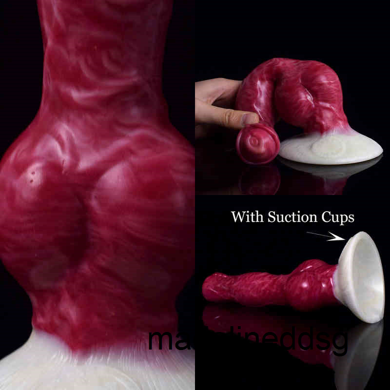 Nxy Dildo Nnsx Big Knot Dog with Suction Cup for FemaleSexy Toys Animal Glossy Swirly Patterns Flexible Anal Plug Silicone Sex Shop 0525 OBBM-image-770102079