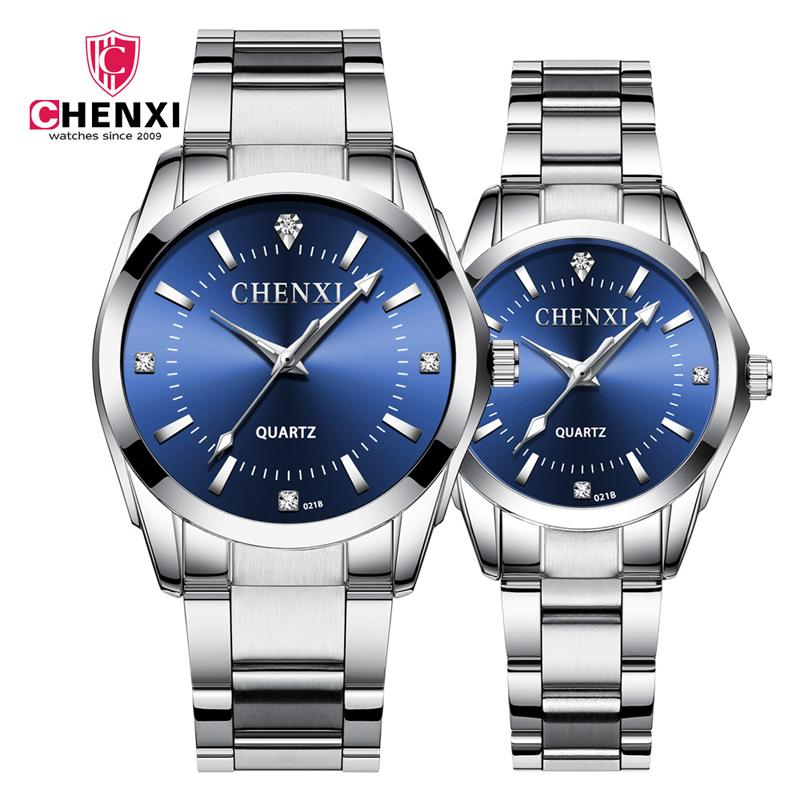 

Wristwatches CHENXI Watch Men Couple Watches Simple Business Stainless Steel Wrist For Two Lovers Waterproof Quartz Clock Reloj Hombre, Slivery;brown