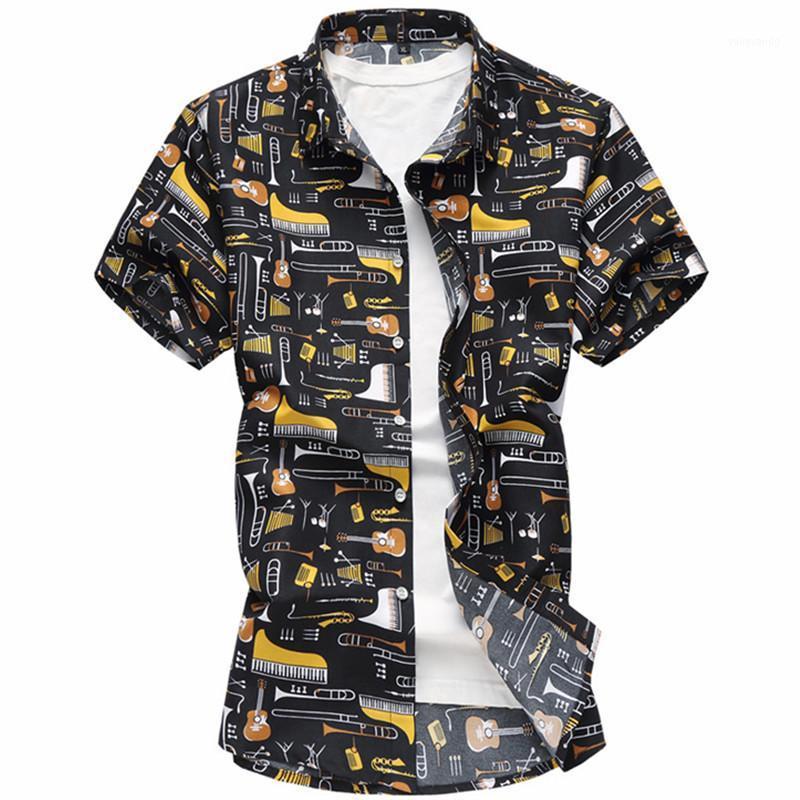 

Men Summer Fashion Lapel Hawaiian Slim Fit Short Sleeve Shirt / Male Casual Printed Beach Blouses Brand Top M-7XL Men's Shirts, Red