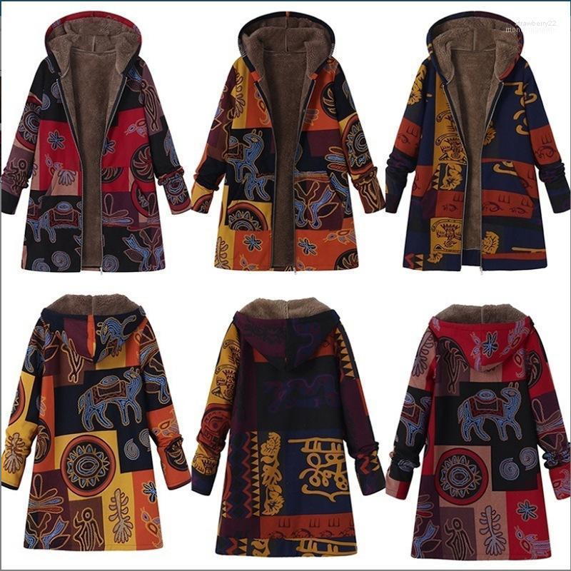 

Women' Down & Parkas Egyptian Vintage Pattern Ethnic Style Cotton Coatfemale Clothes Printing Winter Coat Women 5XL Plus Size Velvet Hooded, Gold