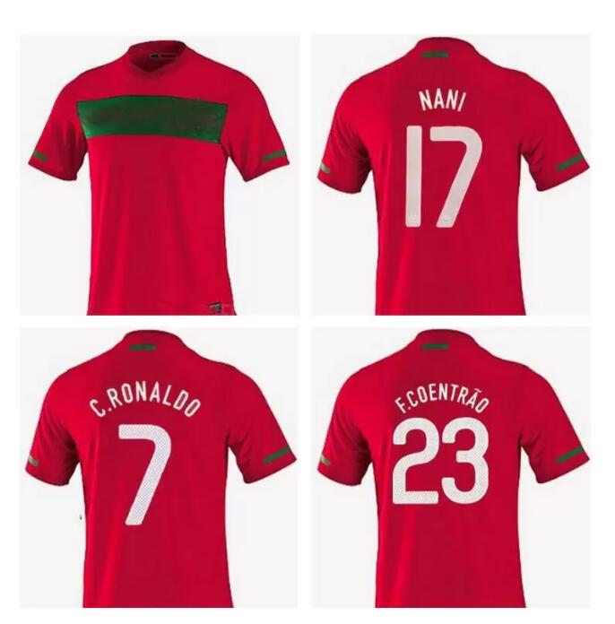 

10/11 Retro version Soccer Jerseys 2010/2011 #7 C.RONALDO #17 NANI #23 F.COENTRAO 2010 World Cup Football Shirt