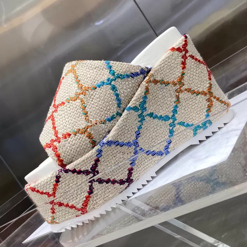 

Women Men Embroidery Designer Slippers Sandals Summer Wedge White Black Beige sandal Ladies Slide Slipper Brand Fends Flip Flop Luxury beach Shoes 35-46, As pic 3