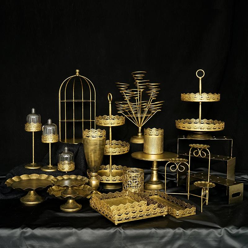 

Other Bakeware 1 Piece Vintage Gold Cake Cupcake Trays Birdcage Wedding Tools Home Decoration Bar Dessert Table Party Supplier