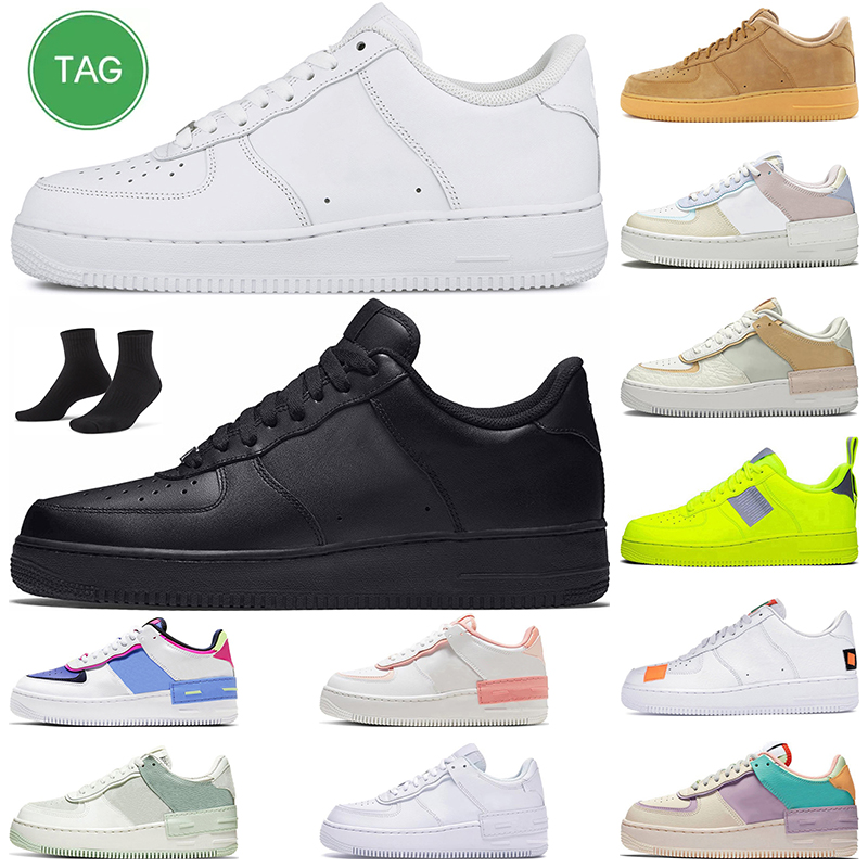 

Shoe one low men women running shoes airforce 1 Triple White af1s Utility Black airforces 1 Wheat Pistachio Pale Ivory Pastel trainers sports sneakers, #6 utility white 36-45