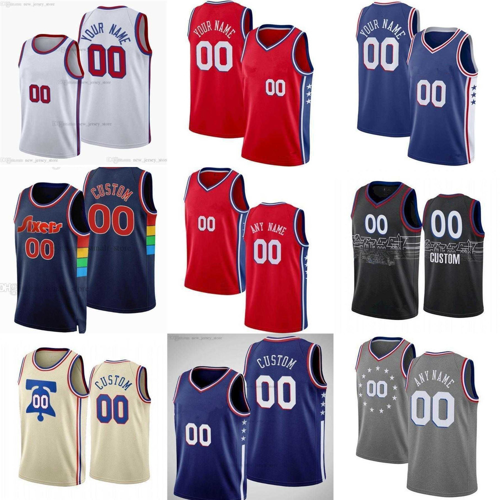 

75th Custom Jersey Philadelphia''76ers''Men Womens Youth 30 Furkan Korkmaz 0 Tyrese Maxey 20 Georges Niang 44 Paul Reed Basketbal, Color