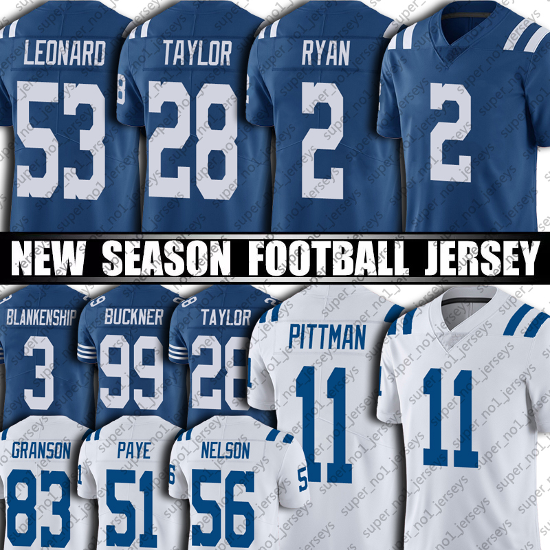 

2 Matt Ryan 28 Jonathan Taylor Jersey Football Colt Darius Leonard Michael Pittman Jr Quenton Nelson Jerseys Indianapoli Stephon Gilmore Blankenship Buckner Paye, Man custom jersey (xm)
