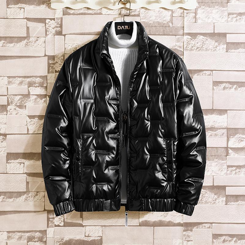 

Winter Men'S Down Jacket Glossy Casual Fashion Padded Top Coat Student Trendy White Down1 Phin22, Black