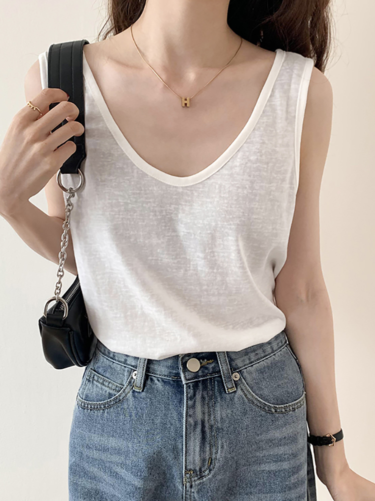 

Women' Tanks & Camis Knitted Summer Thin Sleeveless T Shirt Tops Women Casual White Crop Club Short Skinny Tank Fashion Camis, Black