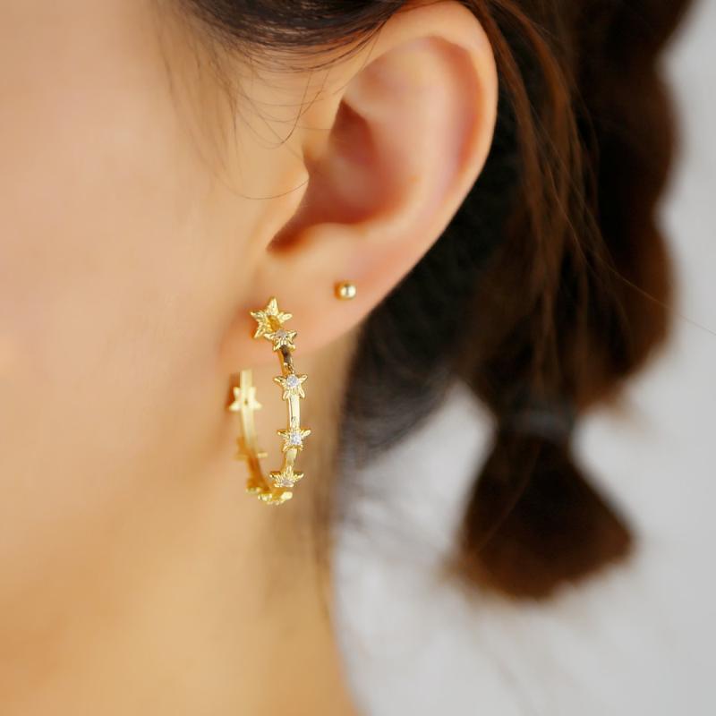 

Hoop & Huggie Gold Filled Sparking Cz Star Circle Full Stone Earring For Women Lady Classic Trendy Engagement Fashion Boho JewelryHoop