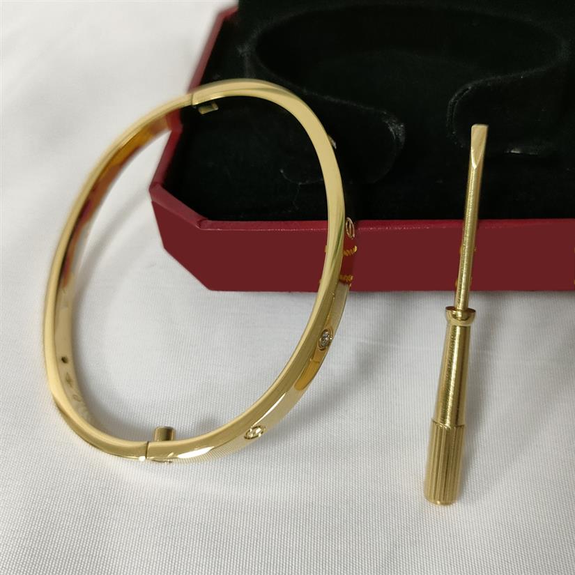 

4mm Love Bracelet Bangles Women Men CZ Titanium Steel Screw Screwdriver Bracelets Gold Silver Rose Nail Bracelet Jewelry with velv244P