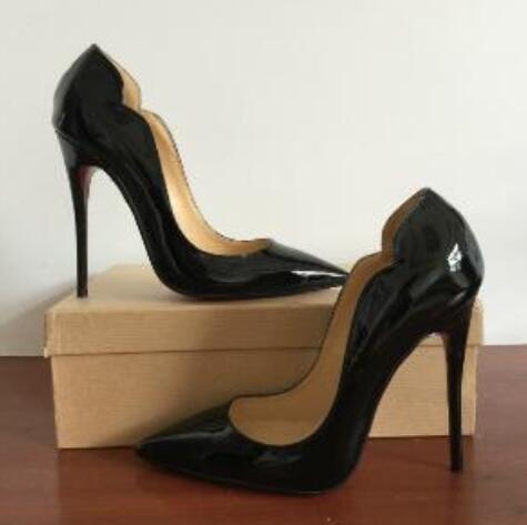 

Luxury Brand Women High Heel Shoes Red Shiny Bottom Nude/black 8cm 10cm 12cm Pointed Toe Thin Heel Sexy Wedding Shoes 44