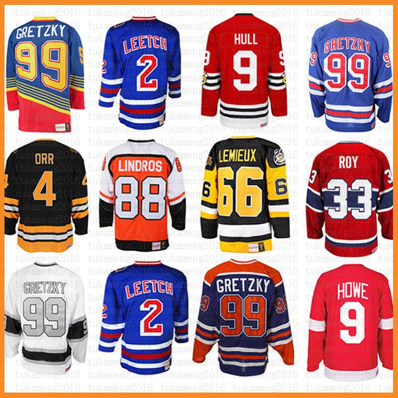 

CCM ICE Hockey Jerseys Mens 99 Wayne Gretzky Bobby Hull Roy Modano Teemu Gordie Orr Patrick Howe Eric Lindros Bure Mike Lemieux Pavel Selann, Jersey