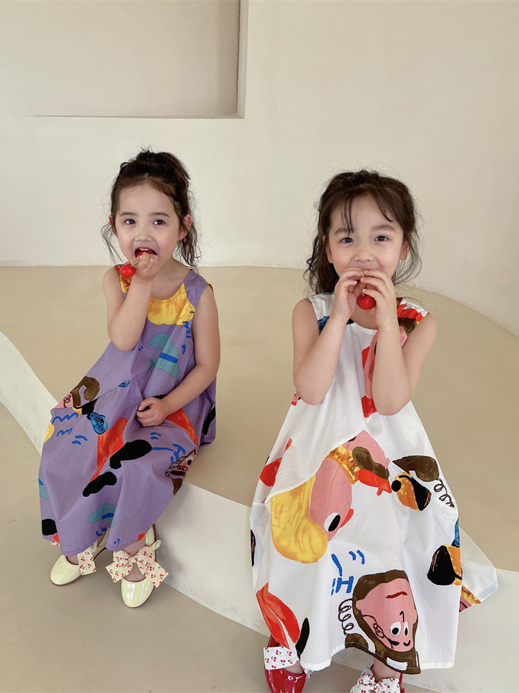 

Girls Dress Summer Dress Summer Korean Version Girl Threedimensional Cartoon Skirt Childrens Thin Princess Skirt 220614, Purple