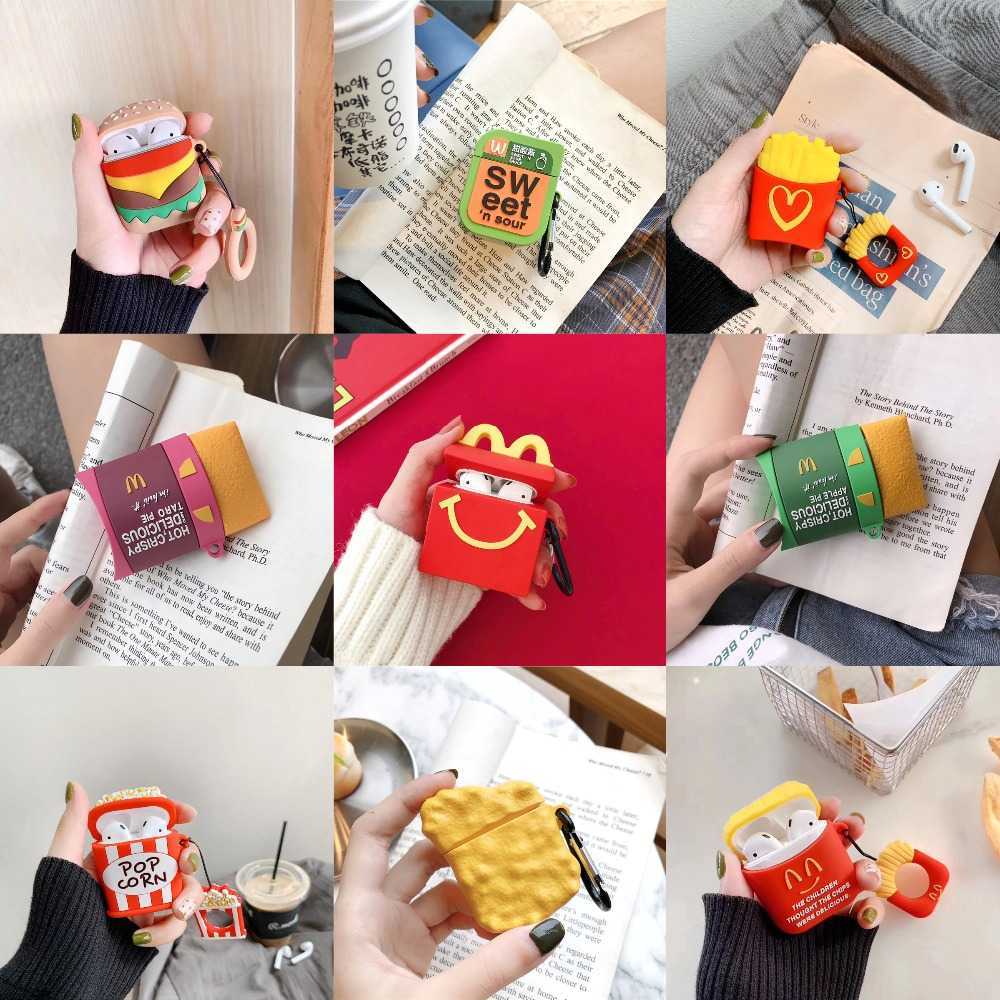 AIRPODS 1 2 3 PRO Cassette Soft Silicone Couverture de protection pour avions 1 2 PRO, boîte à nourriture, frites, poulet, Nuggets, famille, seau