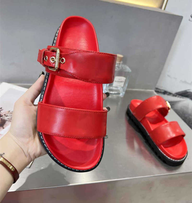 

TopSelling Famous brand ladies Genuine Leather embossing sandals Classic luxury beach shoes designer women's summer walking shoe for girl Loafers black white red