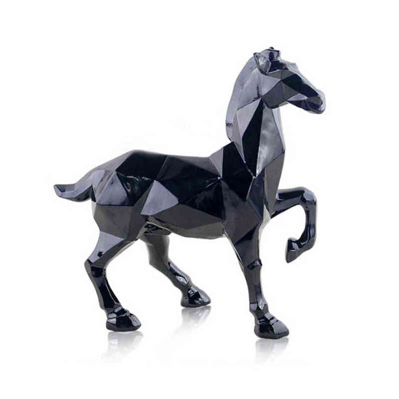

Modern Abstract Horse Statue Home Decoration Statue&Sculpture Window Display Gift Horse Geometric Resin Horse Sculpture H220425