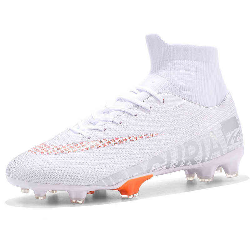 Crampons de football intérieurs Bottes de chaussures 2022 automne neufs chaussettes à tube haut déborde les hommes imprimés de mode football long