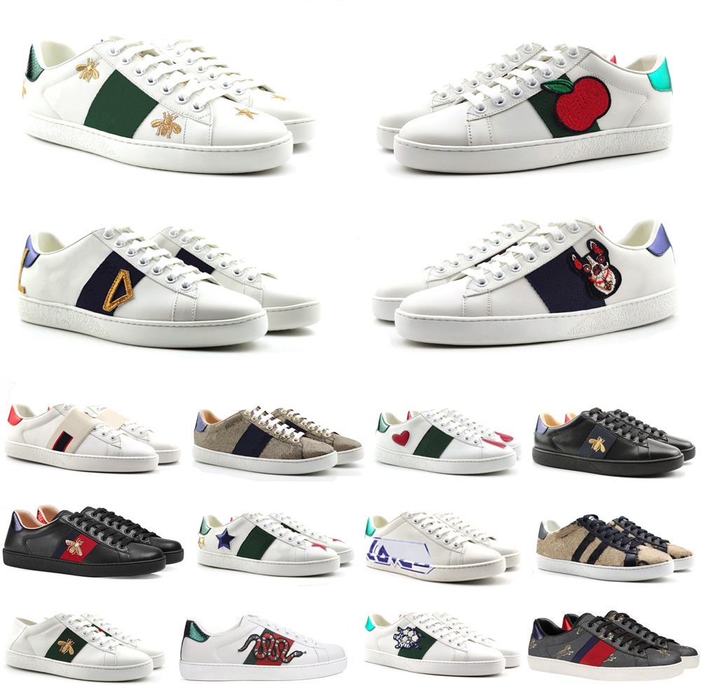 

2022 Top Quality Men Woman Sneaker Casual Shoes Snake Leather Sneakers Ace Bee Embroidered Stripes white Shoe flat platform Walking Sports Trainers Tiger -45