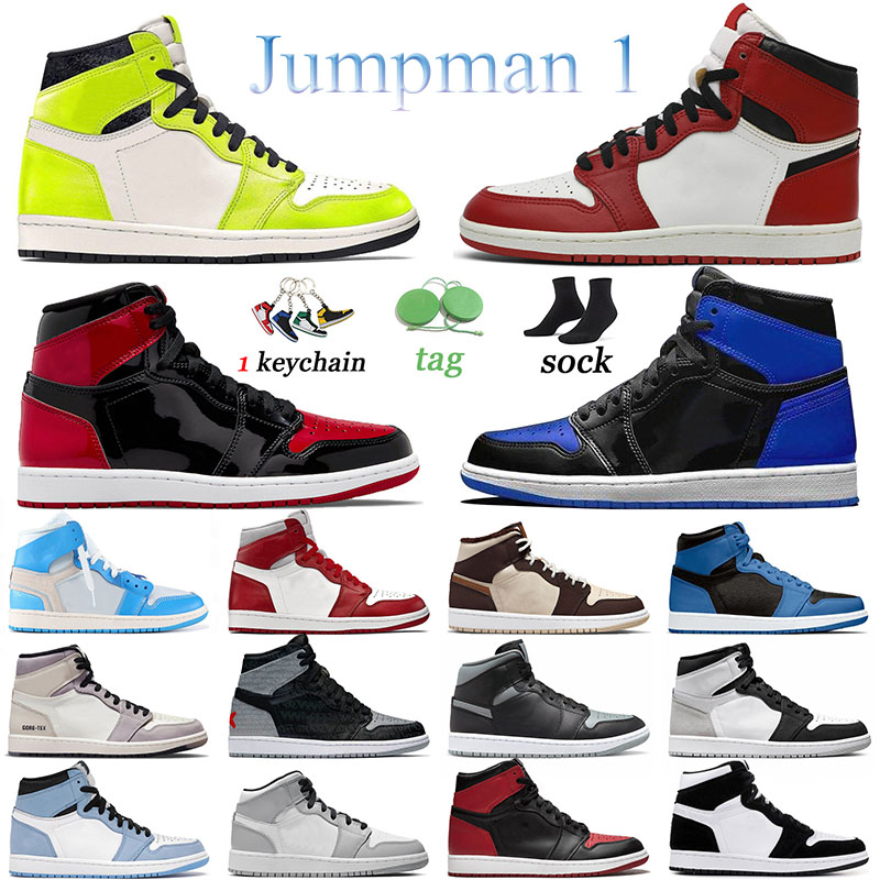 

Jumpman 1 1s High Basketball Shoes Womens Mid Mens Chicago Reimagined Shadow Bred Patent Stage Haze Trainers Sneakers Cream Dark Chocolate Sports Visionaire Size 46, 36-46 georgetown