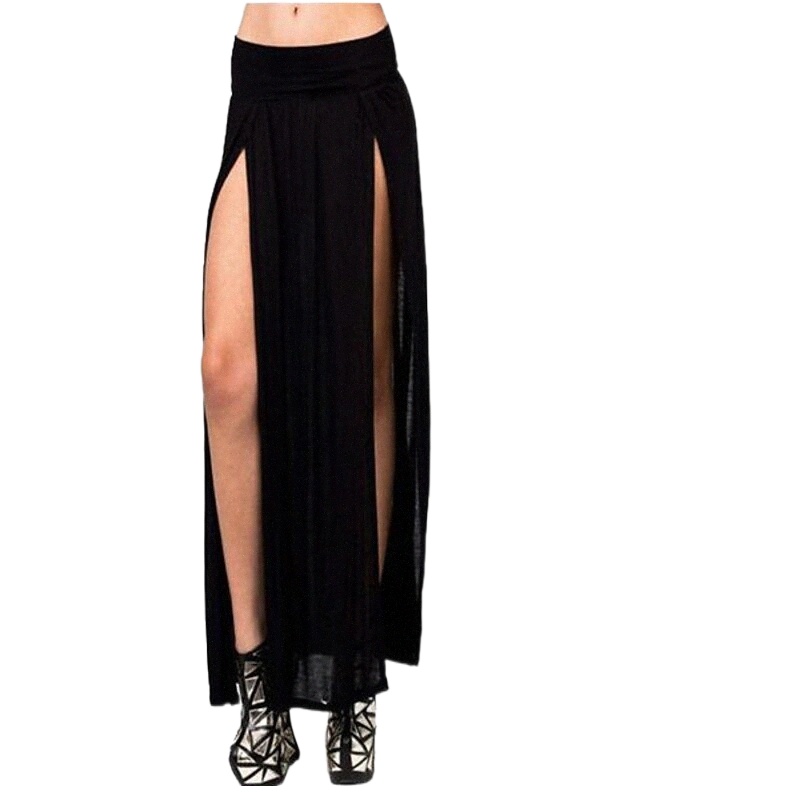 women's Elegant Sexy Maxi Skirts Birthday Party Family Gathering Solid Colored Split Blue White Black One-Size b7Pd#-image-761464885