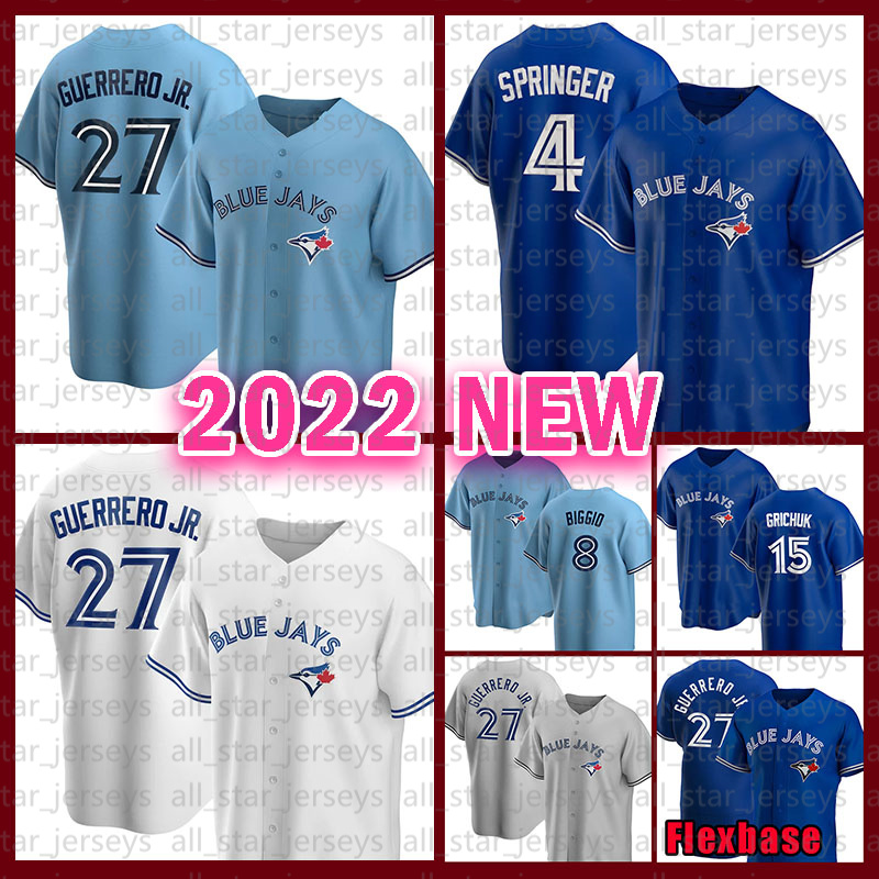

27 Vladimir Guerrero Jr. 11 George Bell Baseball Jersey Toronto Blue 2022 Jays George Springer Yusei Kikuchi Cavan Biggio Randal Grichuk Nate Pearson Matt Chapman, Flexbase(lanniao)