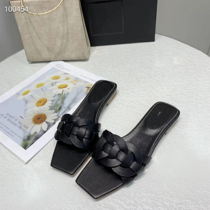 

2022 new cross strap sandal woven heel slipper square toe flip-flop Chunky heel women's shoes zapatillas hombre a4, Style5