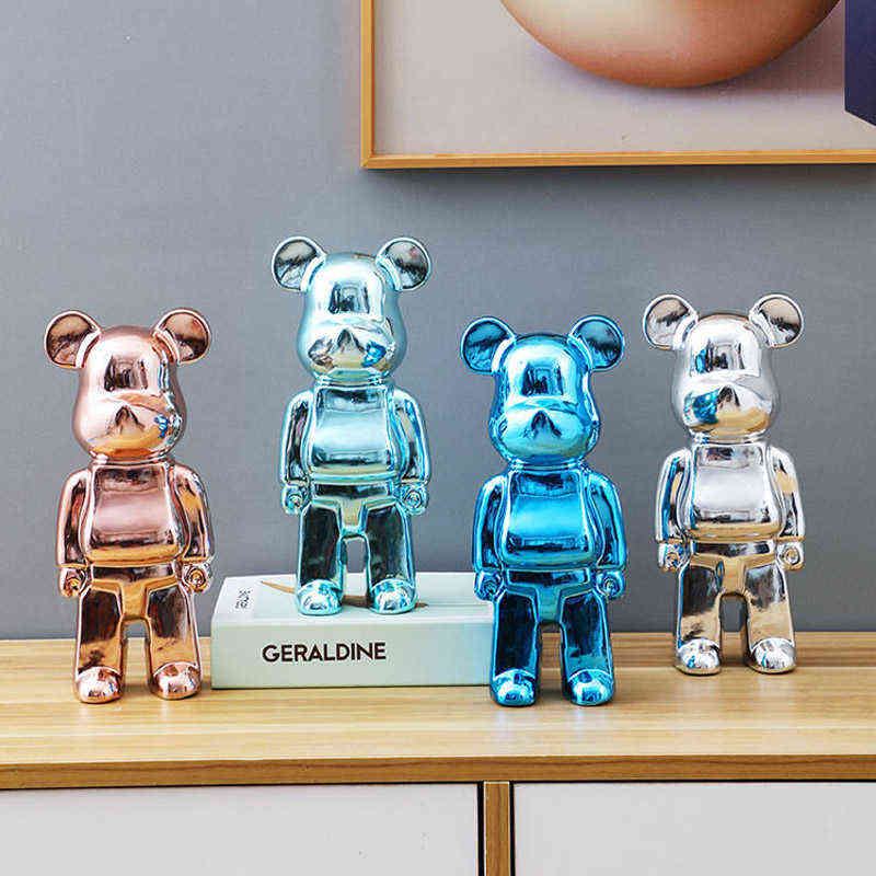 

2022 Nordic Resin Bearbricks 400% Crafts Violent Bear Electroplating Electronic Sculpture Ornament Home Decoration Living Room AA220323