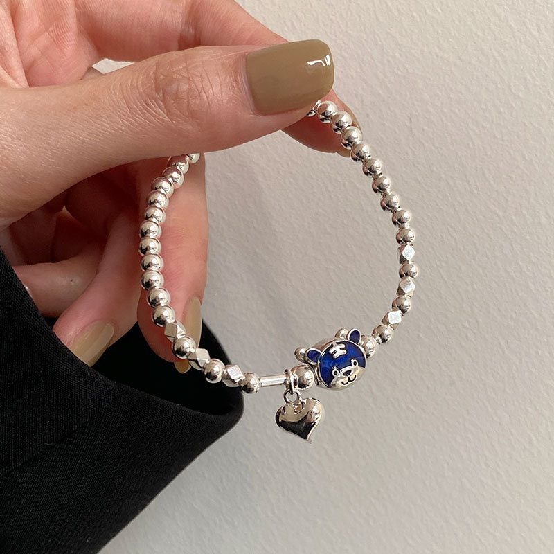 

Blue Tiger Bracelet S925 Sterling Silver Zodiac Year of the New Year Klein Bead