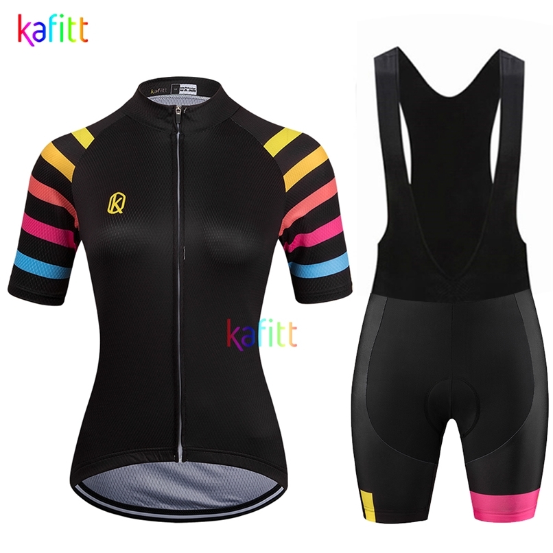 

KAFITT Women's Black Short Sleeve Cycling Jersey Sets Bib Pants Breathable Outdoor Go Pro Team Quick Drying Maillot Mujer Summer 220420, Short jersey3454