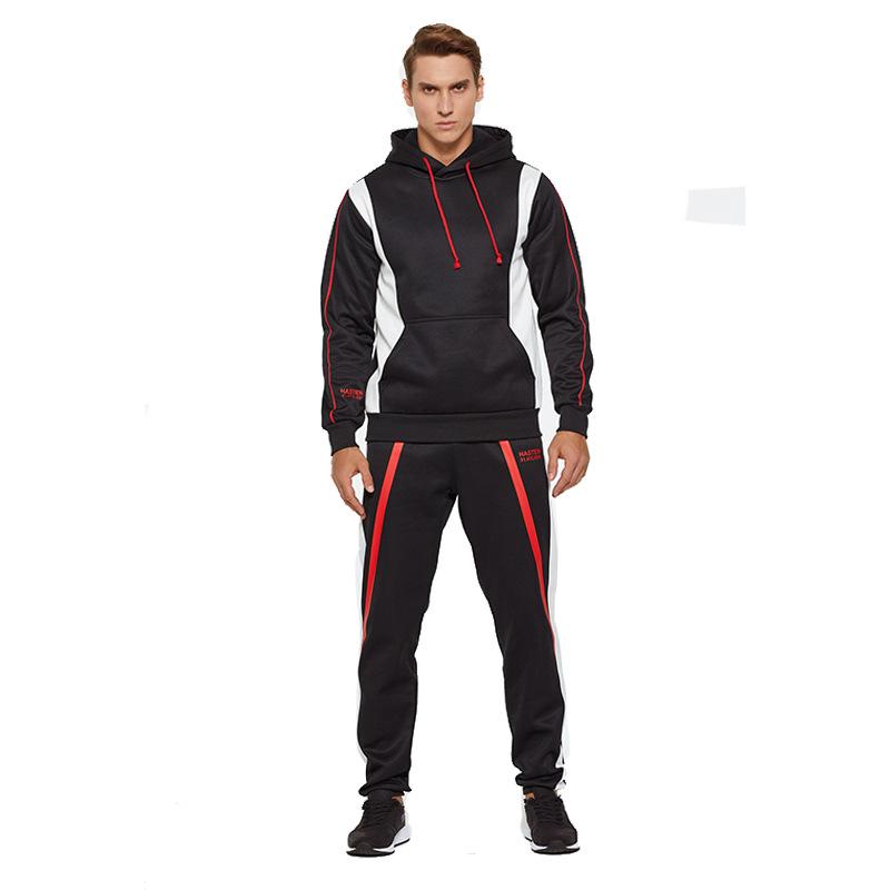 

Men' Tracksuits Sports Suit Fashion Print Design Combat Uniform Team Spring/Autumn Casual Loose Pullover Hoodie Sweatpants Two Piece SetMen, Black