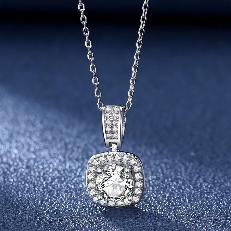 

Other Trendy 1 Ct D Color Square Moissanite Necklace For Women 100% 925 Sterling Silver Gra Pendant Birthday GiftOther