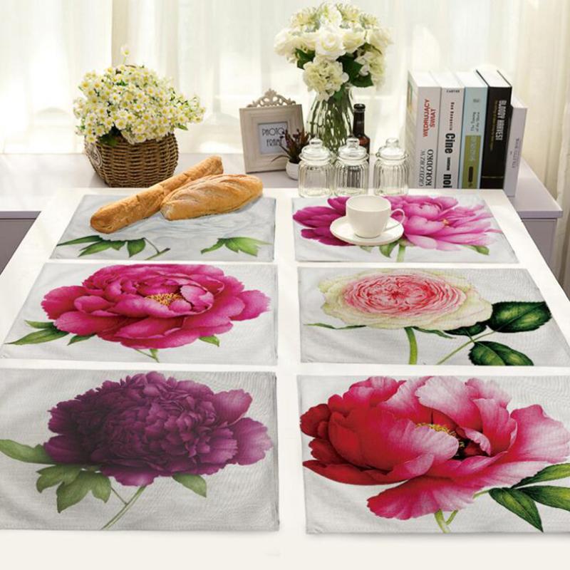 

Mats & Pads Rose Flower Placemat Fabric Table Decoration Mat Kitchen Posavasos Manteles Individuales Onderzetters H227