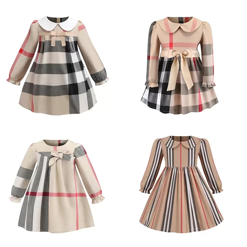 

Baby Girls Dress Kids Lapel College Short Sleeve Pleated Shirt Skirt Children Casual Clothing Kids Clothes, 005