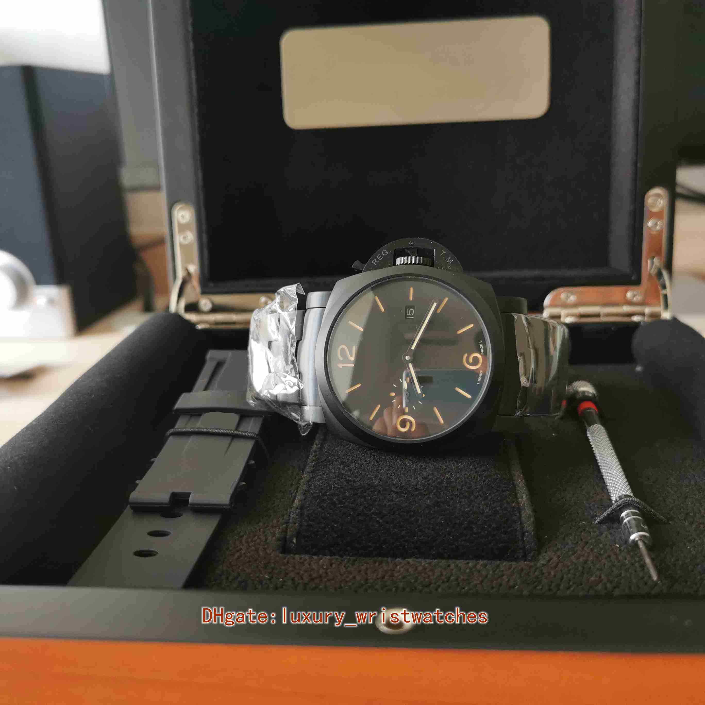 

With Box Papers good Quality men Watches 44mm PM 00328 black Stainless Steel Transparent Mechanical Automatic Mens Watch Men's Wristwatches, Buy box