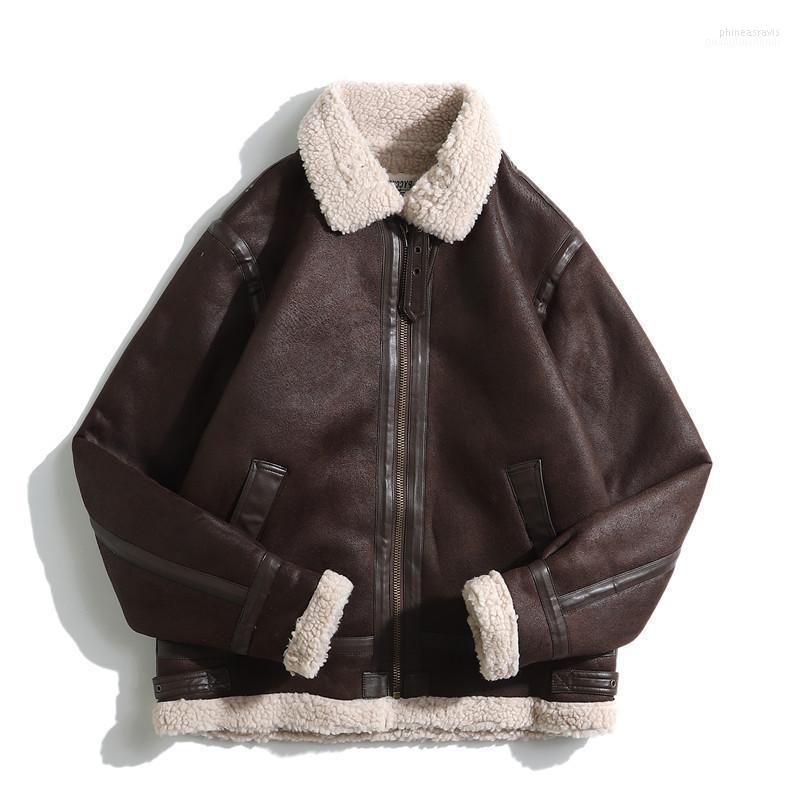 

Men's Down & Parkas 2022 Men/Women Retro Classic Lambswool Coat Fashion Streetwear Thick Loose Sherpa Jacket Men Casual Jackets Phin22, Brown