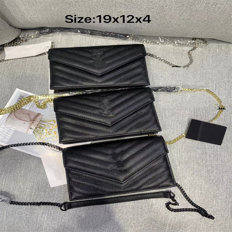 

Genuine Leather Handbag Comes Chain Bag Women luxurys Fashion Designers Bags Female clutch Classic High Quality Girl Handbags, Black