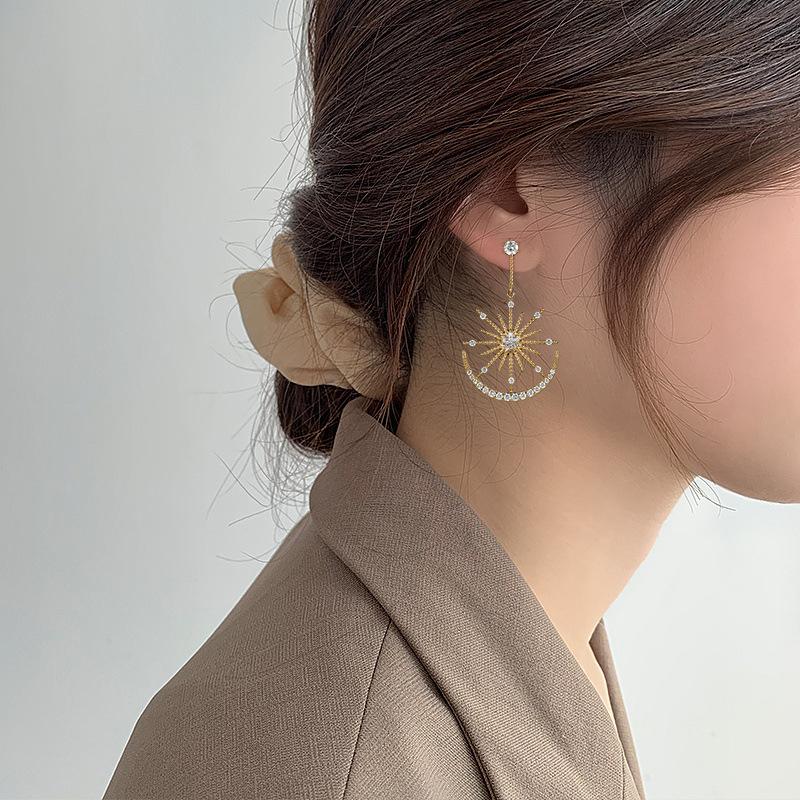 

Dangle & Chandelier Trendy Crystal Geometric Gold Earrings Solar Moon For Women Drops Bohemian Wholesale
