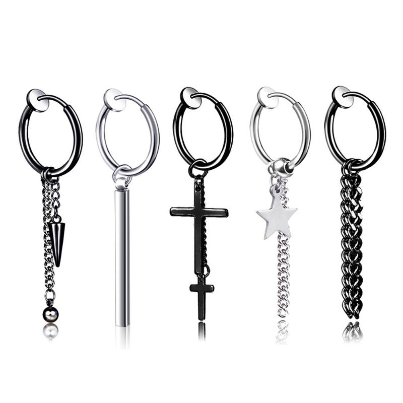 

Clip-on & Screw Back OOCYSPOO Stainless Steel Clip On Earrings For Women And Men Fashion No Ear Hole Earring Trendy Simple Style Korean