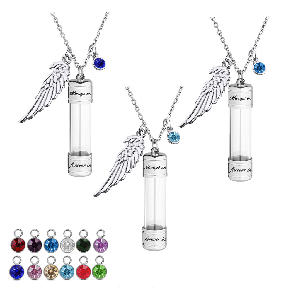

Engraving Openable Glass Vial Pendant Necklace Women Memorial Ashes Bottle Cremation Urn Memorial Gifts Jewelry For Pet Human