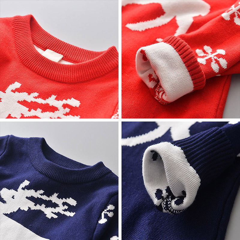 

Girls sweater dress Christmas Halloween fawn long-sleeved dress autumn and winter thickened children's skirt foreign trade clothing, Red