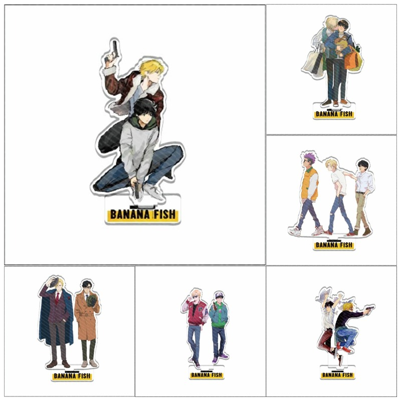 

Keychains Classic Japan Anime Banana Fish Ash Lynx Okumura Eiji Cosplay Acrylic Stand Figure Model Plate Base Desk Decor Xmas Gift