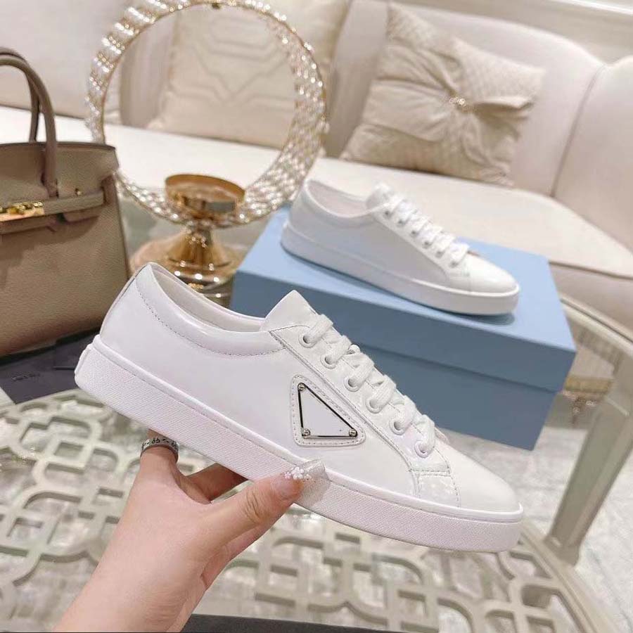 

2022 latest shoes prad sneakers fashion catwalk small white shoe couple models re-launch elegant and generous cowhide mixed sheepskin TPU bottom HYLE, #1